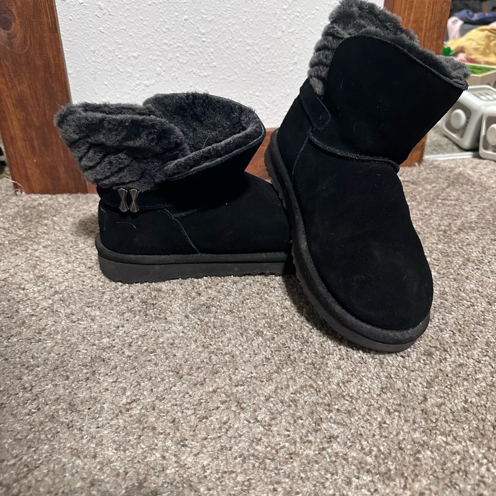 Black UGG Fur-Lined Ankle Boots